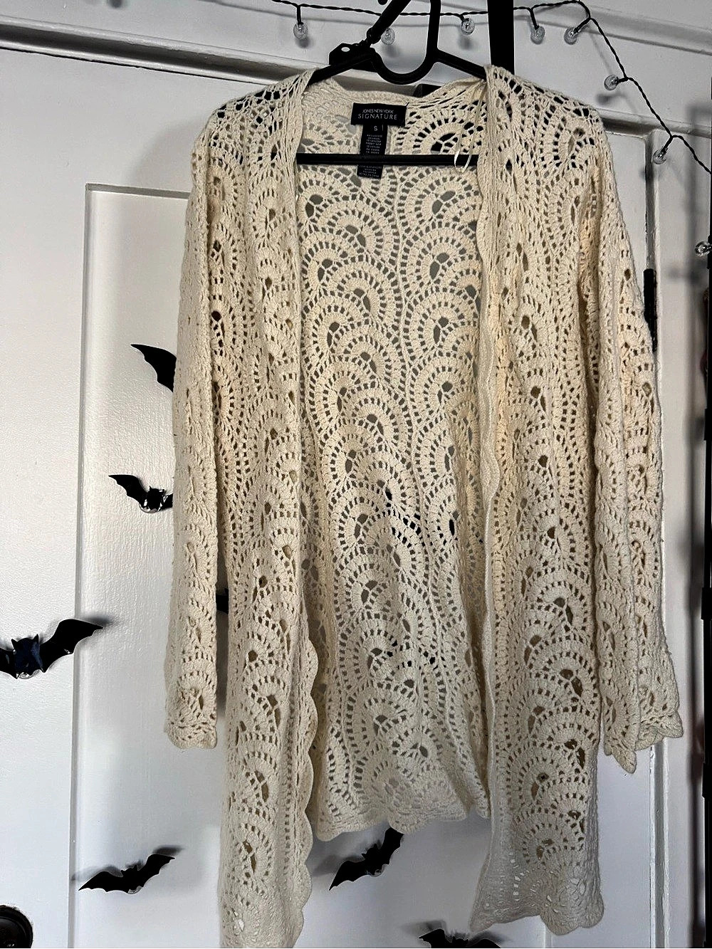 Jones New York Signature Crochet Cardigan in Cream Size Small Like New